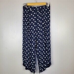 AEO Blue Floral Faux Wrap Bali Bohemian Pants